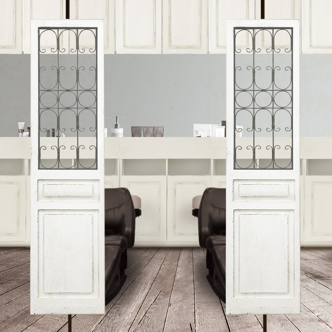 サロンにあるアンティークホワイト色スリムドアパーテーション【02】