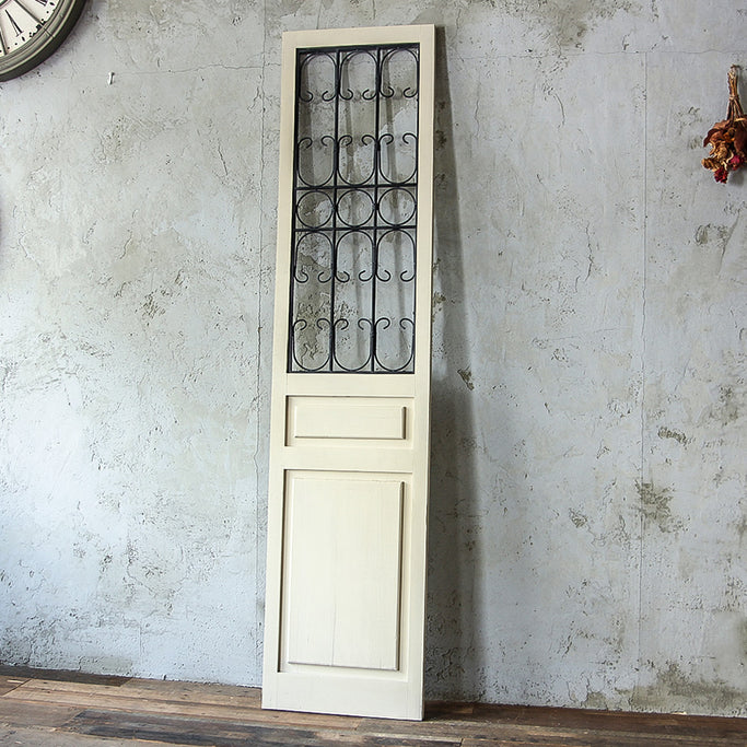 アンティークホワイト色スリムドアパーテーション【02】