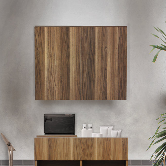 サロンにあるダークブラウンウッド色のフラットシャンプーキャビネット【上台】