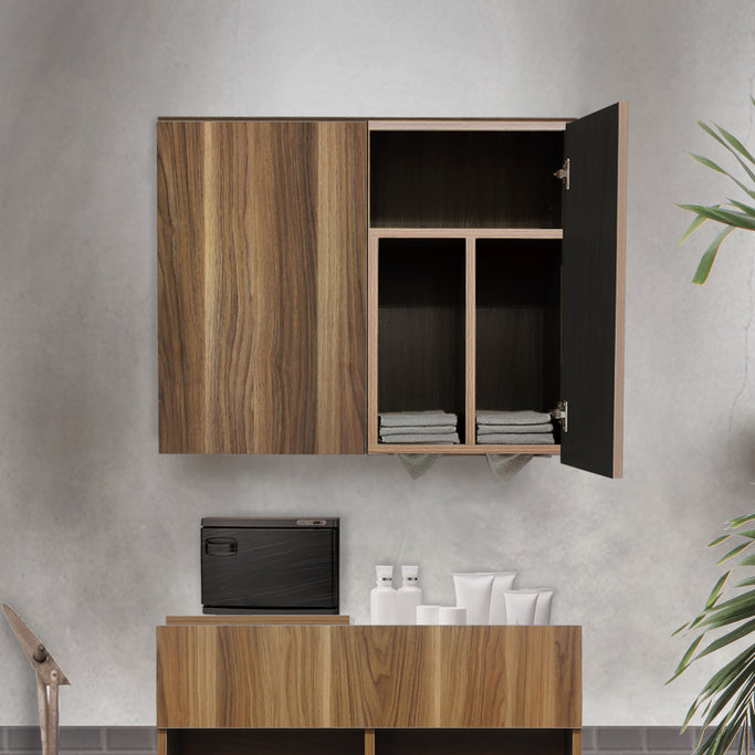 サロンにあるダークブラウンウッド色のフラットシャンプーキャビネット【上台】