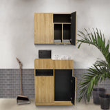 サロンにあるナチュラルウッド色フラットシャンプーキャビネット【SET】