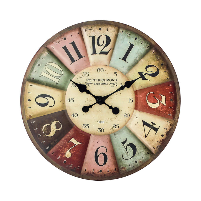 カラフルなビンテージのウォールクロック 【1032b-1】