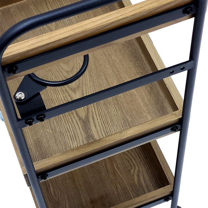 ステンレストレイ3枚付き3段ウッドワゴンの詳細