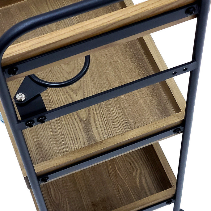 ステンレストレイ1枚付き3段ウッドワゴンの詳細