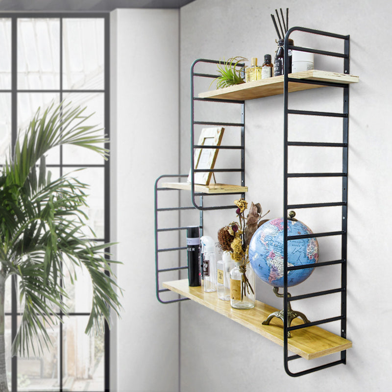 ブラック色アイアンシェルフブラケット 12段の使用例