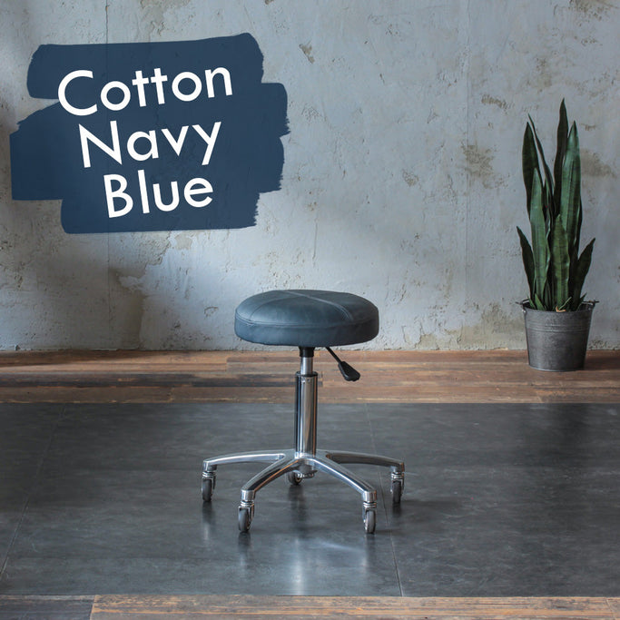 コットンネイビーブルー色鋲なしスツール