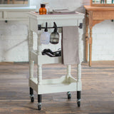 サロンにある白色アンティークワゴン【ルシール】