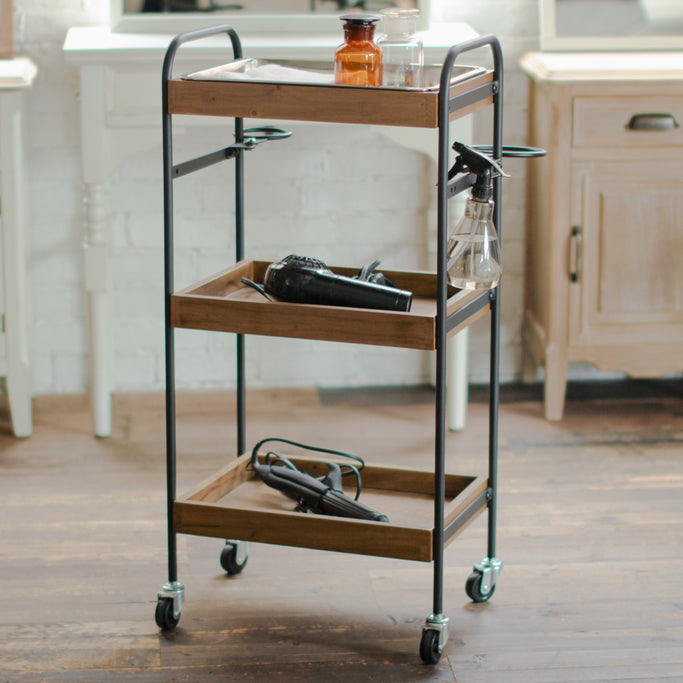 ステンレストレイ1枚付き3段ウッドワゴンの詳細