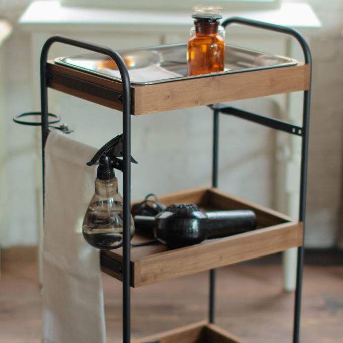 ステンレストレイ1枚付き3段ウッドワゴンの詳細