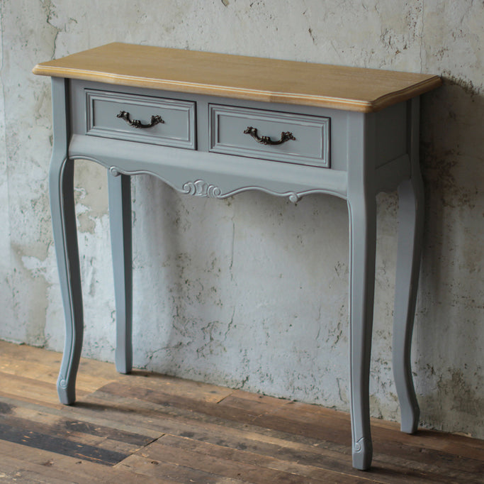 サロンにあるブルーグレー色サロン専用コンソール 【ネコ脚】