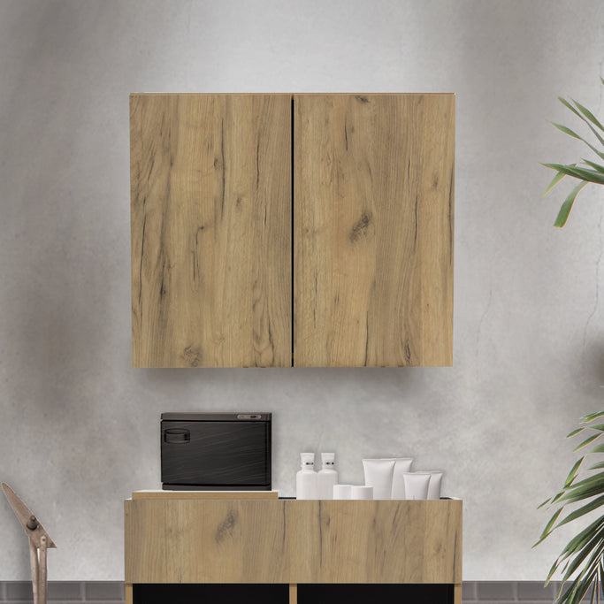 サロンにあるライトブラウンウッド色のフラットシャンプーキャビネット【上台】