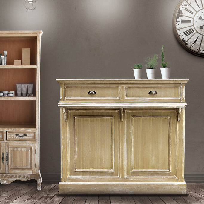 部屋にあるシャビーウッド色レジカウンター