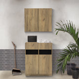 サロンにあるライトブラウンウッド色のフラットシャンプーキャビネット【SET】