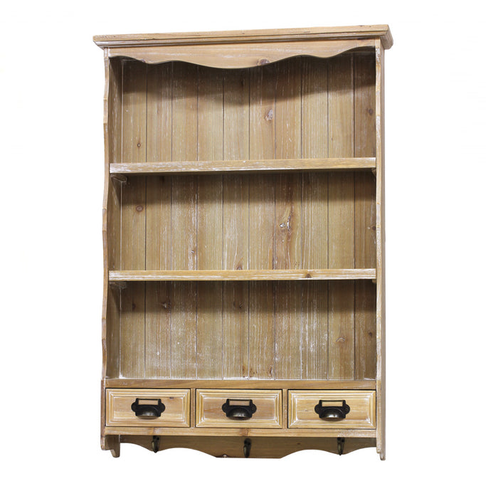 シャビーウッド色壁掛け商品棚【ウォールラック】