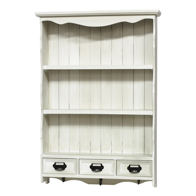 ホワイト色壁掛け商品棚【ウォールラック】正面