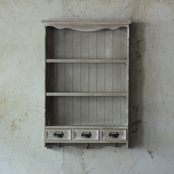 ブルーグレー色壁掛け商品棚【ウォールラック】