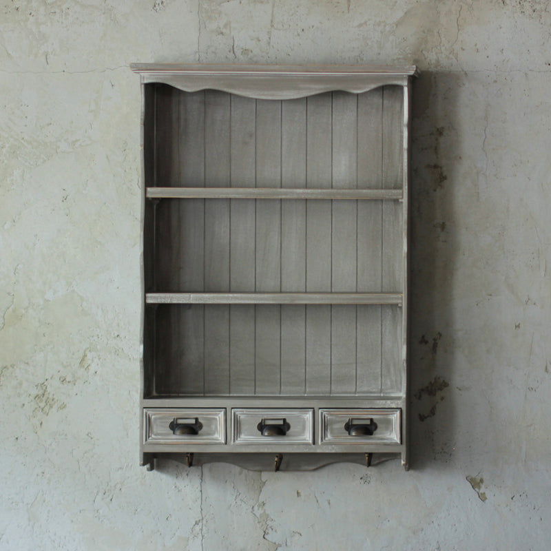 ブルーグレー色壁掛け商品棚【ウォールラック】