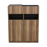 ダークブラウンウッド色のフラットシャンプーキャビネット【下台】