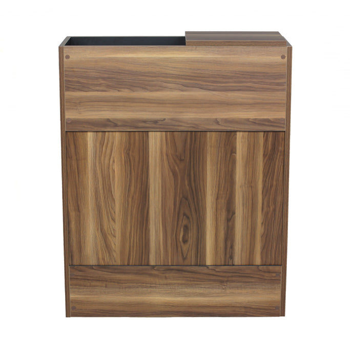 ダークブラウンウッド色のフラットシャンプーキャビネット【下台】