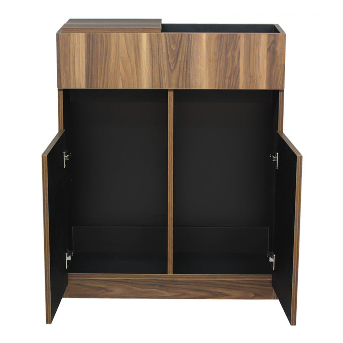 ダークブラウンウッド色フラットシャンプーキャビネット【下台】