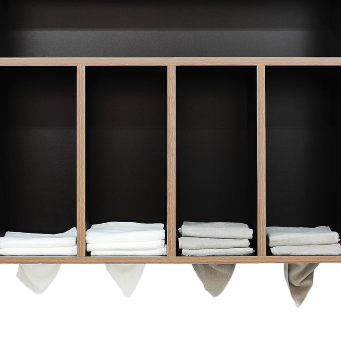 ダークブラウンウッド色のフラットシャンプーキャビネット【上台】の詳細