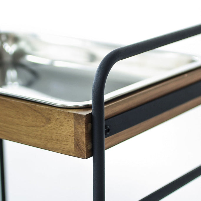 ステンレストレイ1枚付き3段ウッドワゴンの詳細