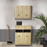 サロンにあるシャビーウッド色モールディングありシャンプーキャビネット【SET】