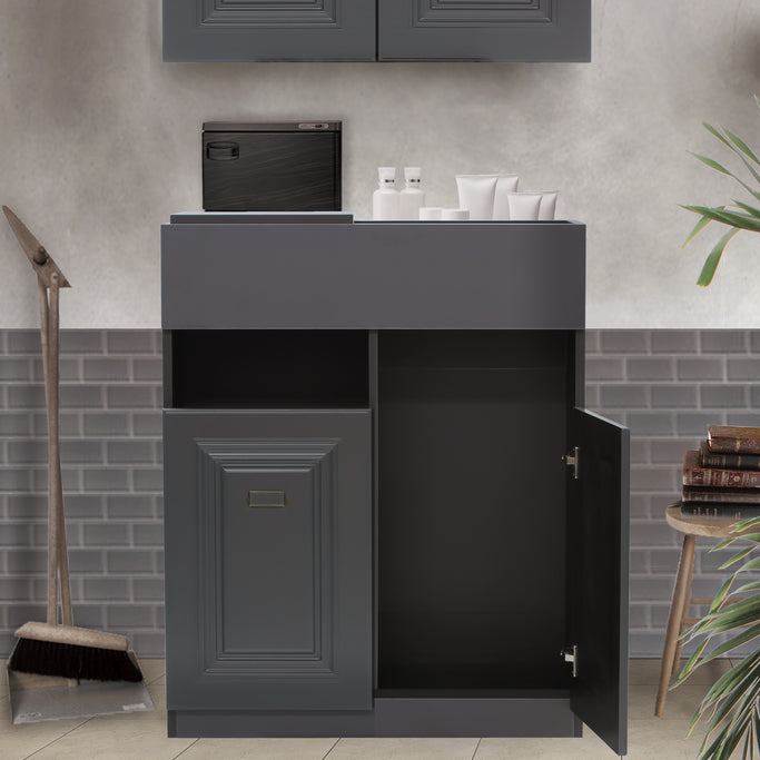 サロンにあるグレー色モールディングありシャンプーキャビネット【下台】