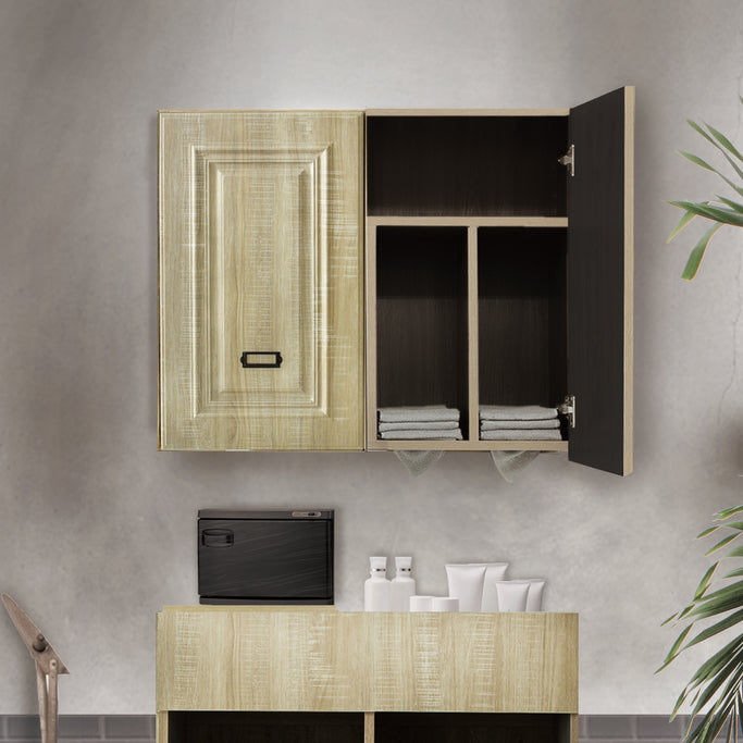 サロンにあるシャビーウッド色モールディングありシャンプーキャビネット【上台】