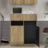 サロンにあるライトブラウンウッド色のフラットシャンプーキャビネット【下台】