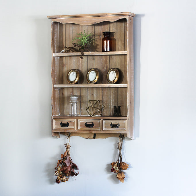 シャビーウッド色壁掛け商品棚【ウォールラック】の使用例2
